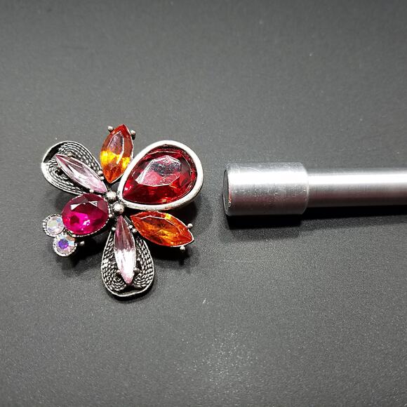 Signed “Love Bug” Vintage Rhinestone Insect Brooch – Pink & Orange - Picture 7 of 10